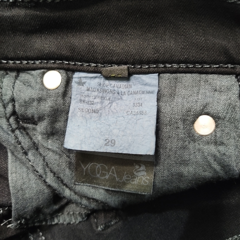 Second Yoga Black Denim Stretch Skirt Sz 29 Y2K Minimalist Made in Canada Jean - Picture 5 of 13